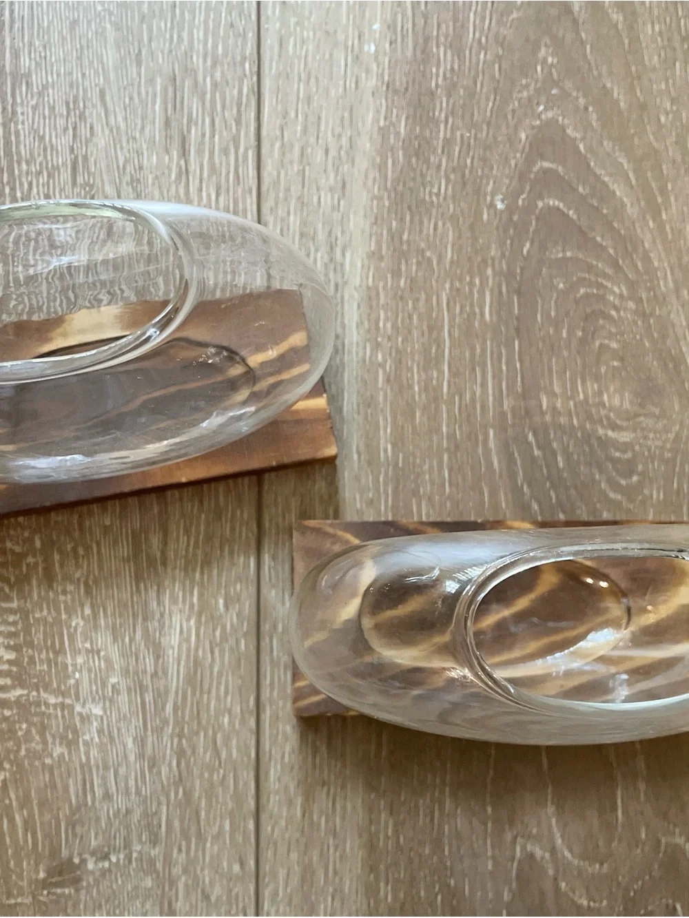 Plant Propagation Clear Glass Vases with Wood Base - Set of 2